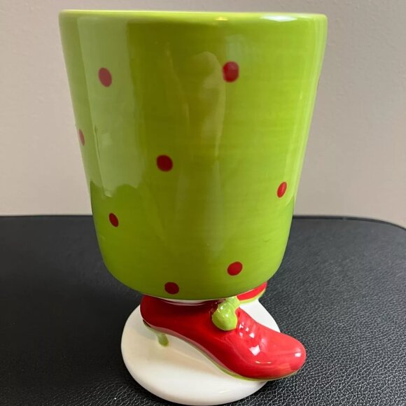Christmas Elf Feet Coffee Cup Green And Red Ceramic Mug - Picture 3 of 7